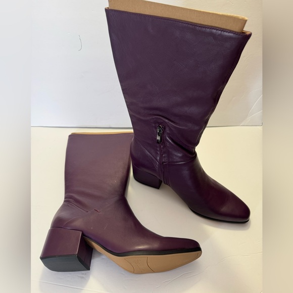 Franco Sarto Jaxine Plum Leather Mid Boots Size 8.5M New - Picture 4 of 7